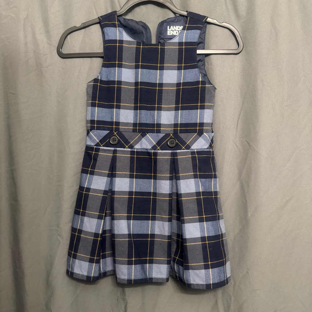 Lands' End Blue and White Pleated Sundress